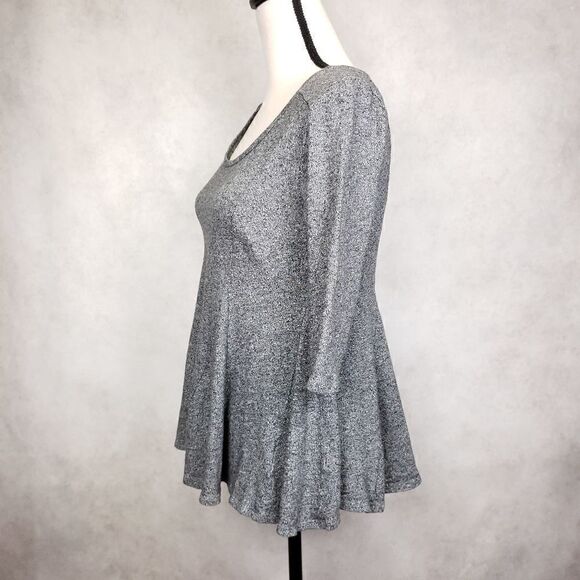 Akemi+Kin Anthro gray 1/2 sleeve peplum top S - Picture 2 of 5